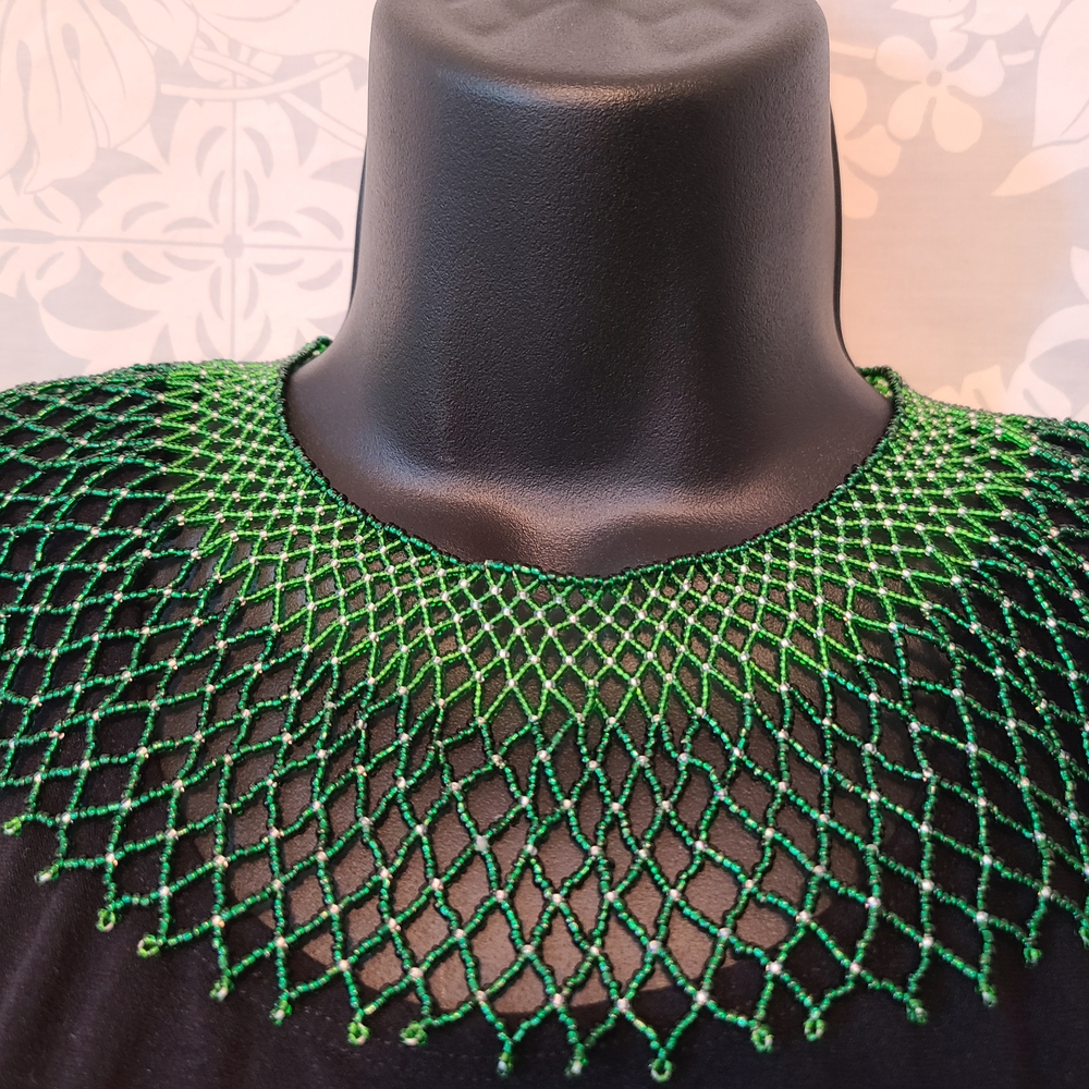 Intricate Green Beaded Necklace